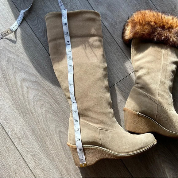 Maxine of Canada Genuine Fur Suede  Leather Square Toe Foldover Boots - Picture 10 of 15